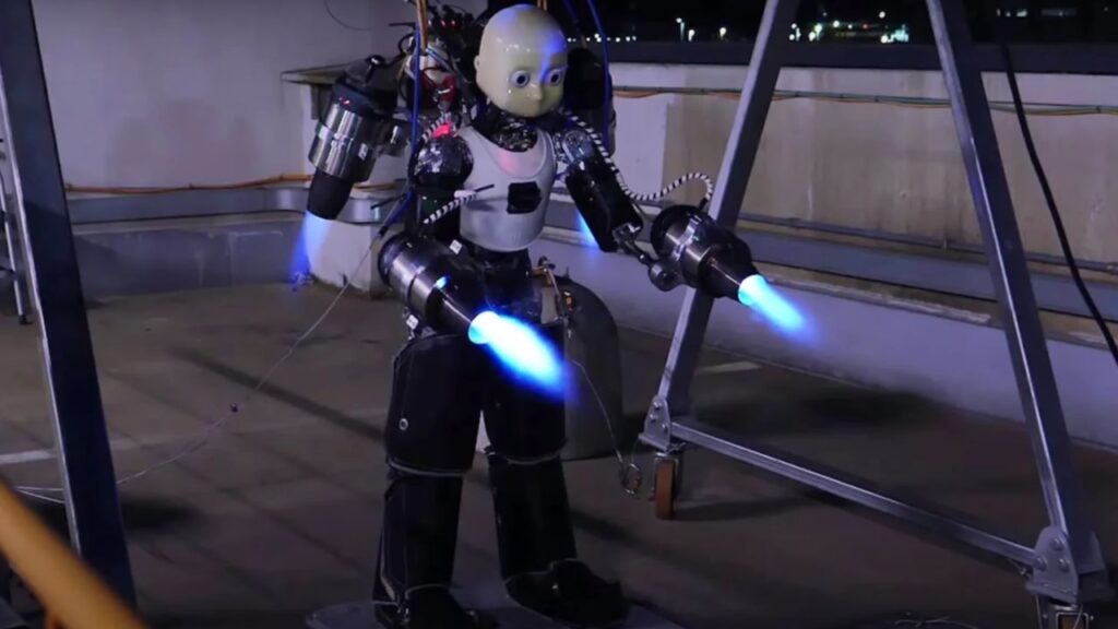 First Jet-Propelled Humanoid Robot With Controlled Flight